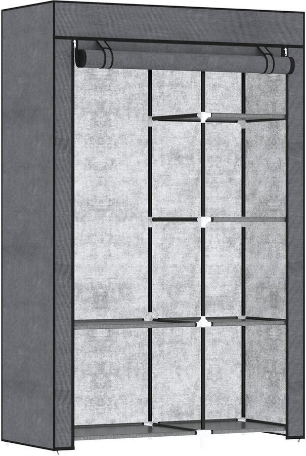 Homcom kledingkast staal vliesstof kunststof donkergrijs