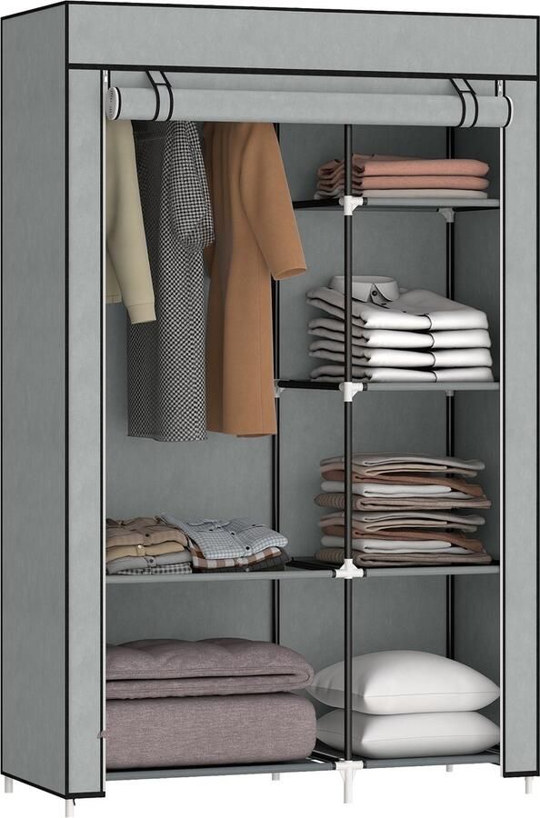 Homcom kledingkast staal vliesstof kunststof grijs