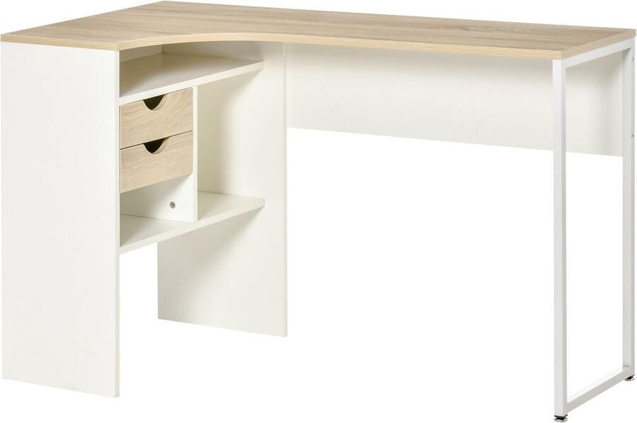 Homcom L-vormig bureau spaanplaat 120x60x74cm wit