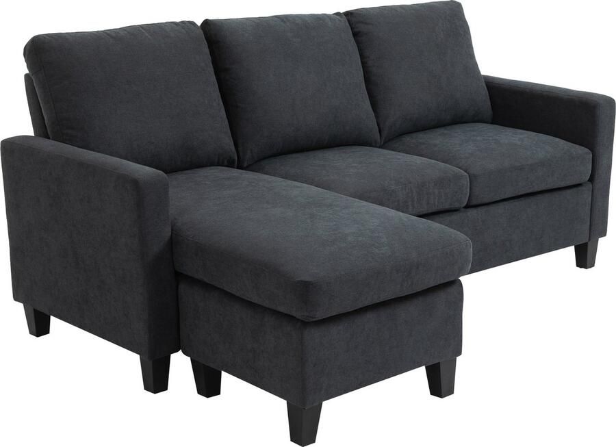 Homcom Hoekbank L-vormig bankstel met omkeerbare chaise longue slaapfunctie linnen 833-944