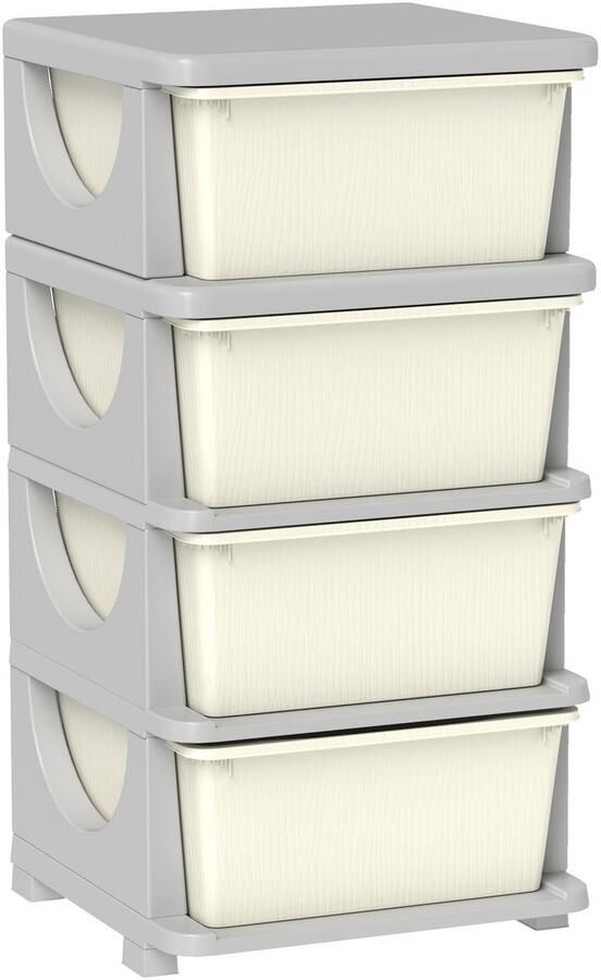 Homcom Ladekast met 4 laden Kunststof Cremewit