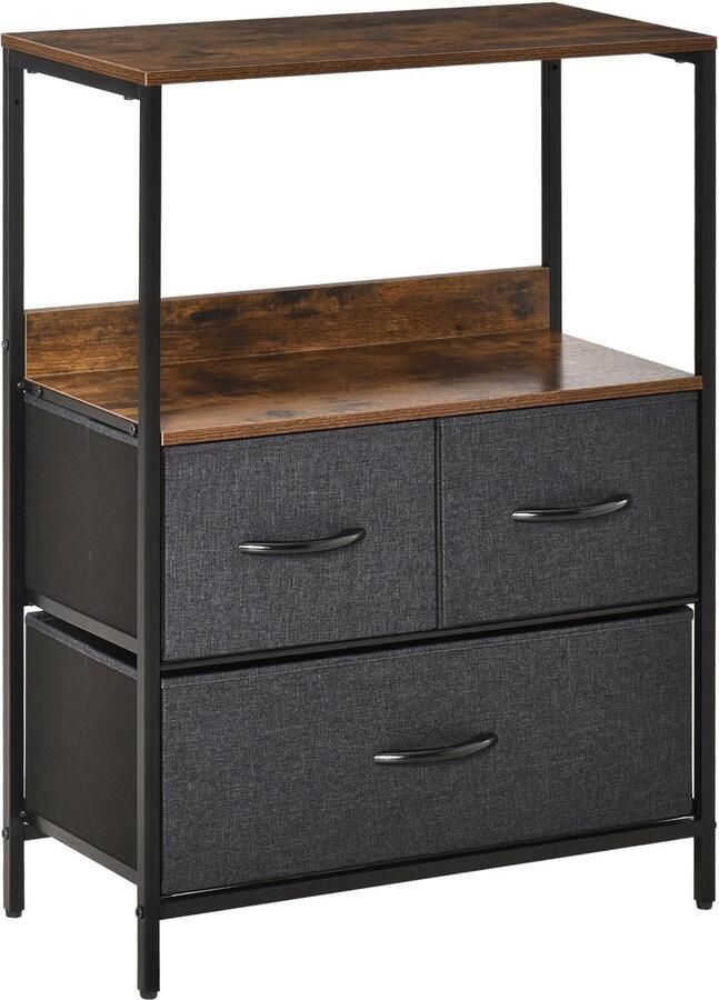 Homcom -Kommode-Polyester Metall-58L x 29B x 81 5H cm-Schwarz