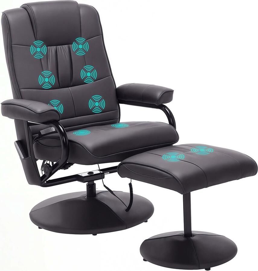 Homcom Massagestoel incl. krukje tv-stoel relaxstoel kunstleer 700-037V01 - Foto 2