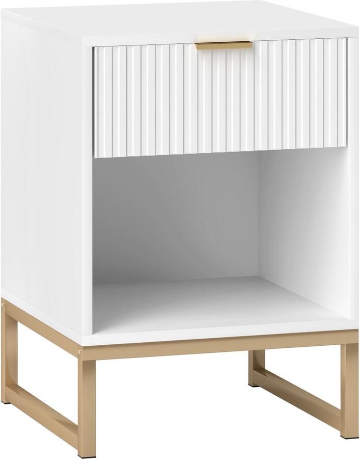 Homcom -Nachttisch-MDF Metall-40L x 40B x 57H cm-Weiß