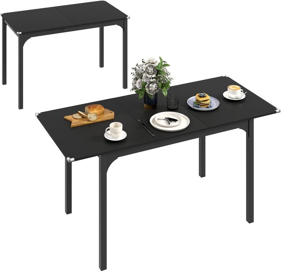 Homcom -Opklapbare eettafel-MDF-160x70x75cm-Zwart