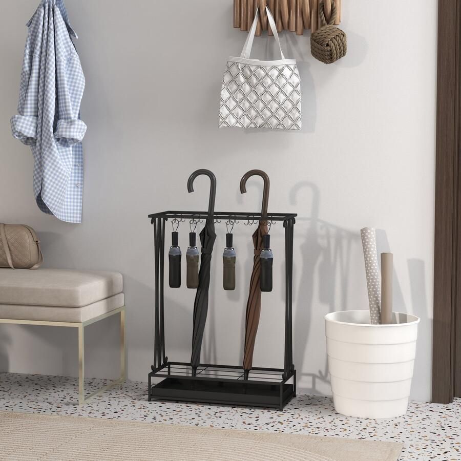 Homcom Paraplubak Staal Zwart 50x24x68 cm