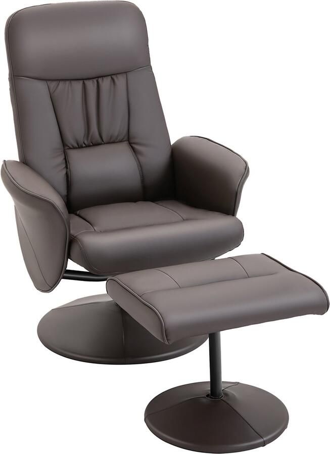 Homcom relaxfauteuil fauteuil met ottomaan 81x76x101 cm bruin