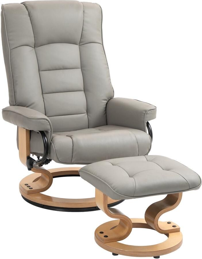 Homcom relaxfauteuil met hocker draaibaar kantelbaar