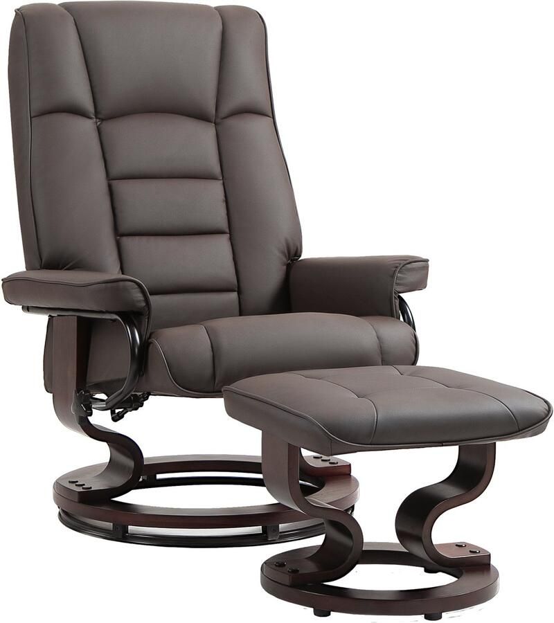 Homcom relaxfauteuil met hocker draaibaar kantelbaar