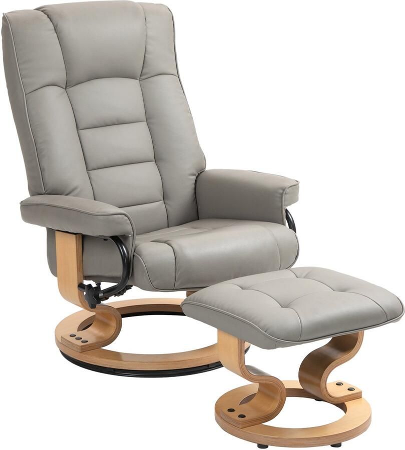 Homcom relaxfauteuil met hocker draaibaar kantelbaar