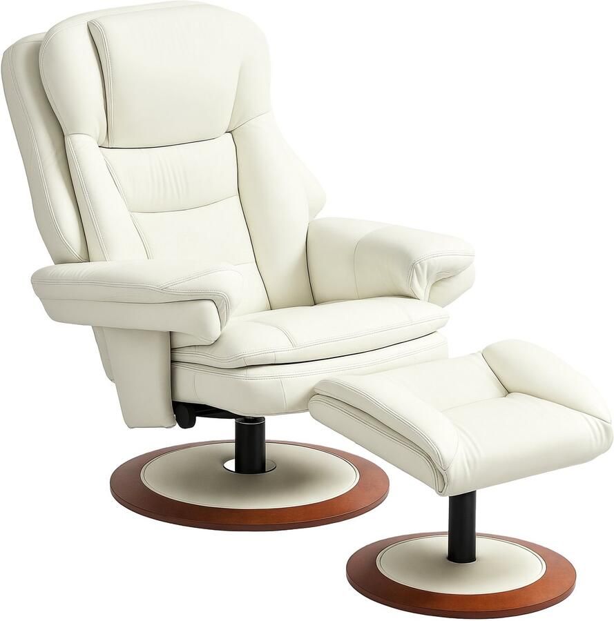 Homcom relaxfauteuil met hocker met ligfunctie draaibaar