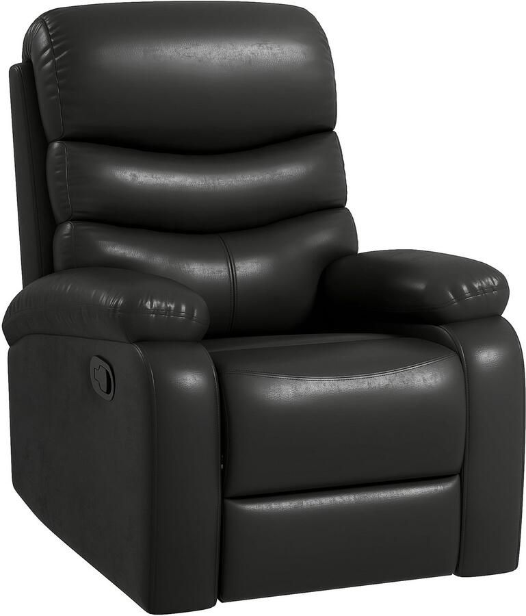 Homcom Relaxfauteuil met ligfunctie Kunstleer Zwart