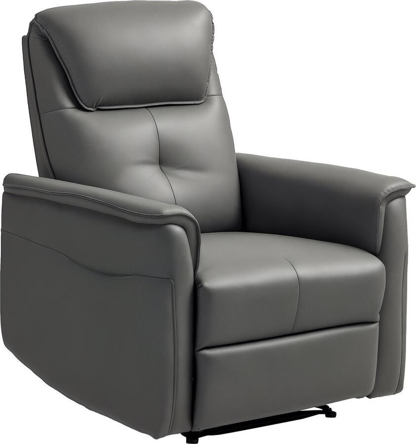 Homcom Relaxfauteuil met ligfunctie met 2 Zakken Grijs