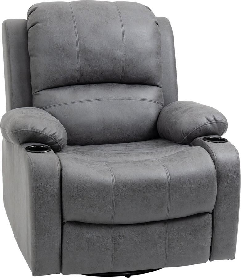 Homcom Relaxfauteuil Schommelfunctie Bekerhouder Grijs