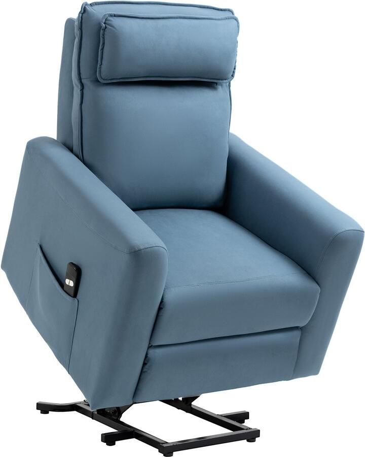 Homcom Relaxfauteuil Sta-op functie Afstandsbediening Blauw