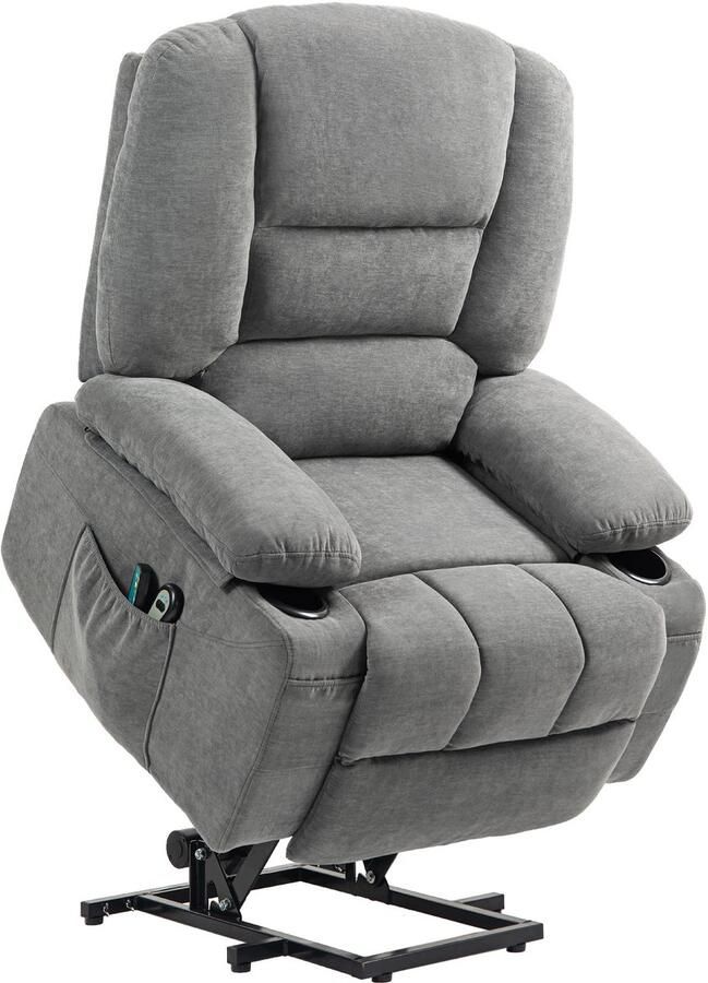 Homcom Relaxfauteuil Sta-op functie Massagefunctie Donkergrijs