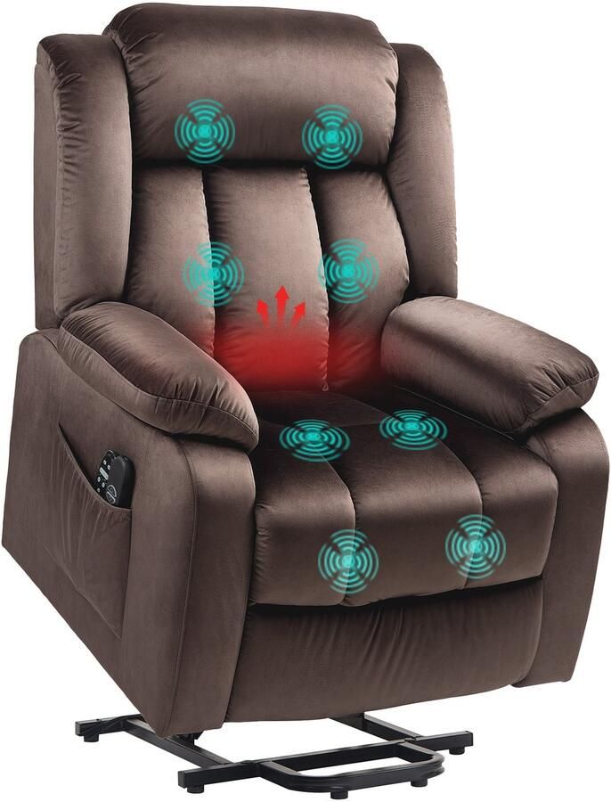 Homcom Relaxfauteuil Sta-op functie Vibratiemassage Bruin - Foto 2