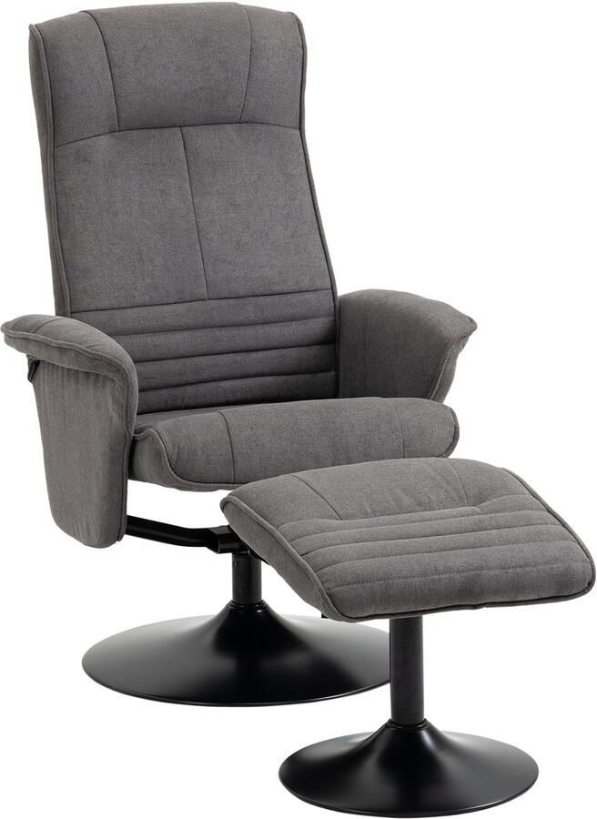 Homcom -Relaxsessel mit Fußhocker-Polyester Stahl-69L x 71B x 104H cm-Dunkelgrau