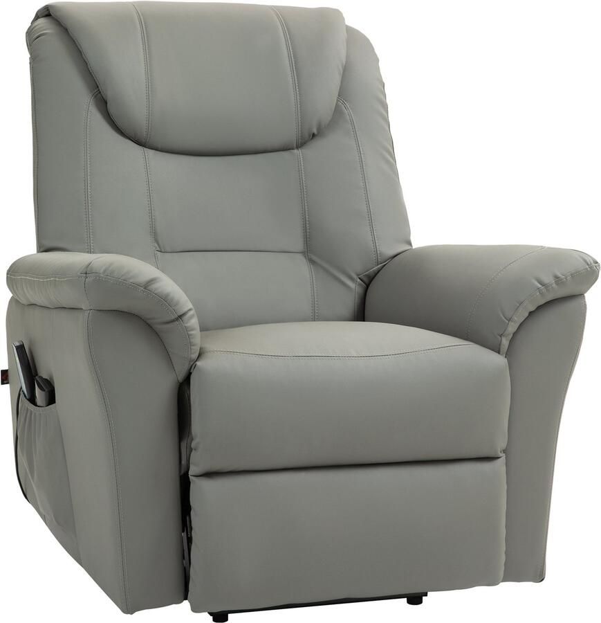 Homcom Relaxstoel Lichtgrijs Elektrisch Massage Kunstleer