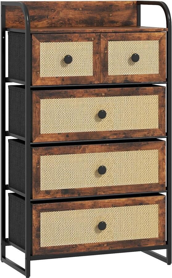 Homcom RoyaLuxe Kast Kastje Dressoir Boekenkast Dressoir Kasten Dressoirs Dressoir Kasten Industrieel Kast met 5 lades 5 Lades Ladekast Opbergkast Met Lades Hout Look Kast Halmeubel Industrieel