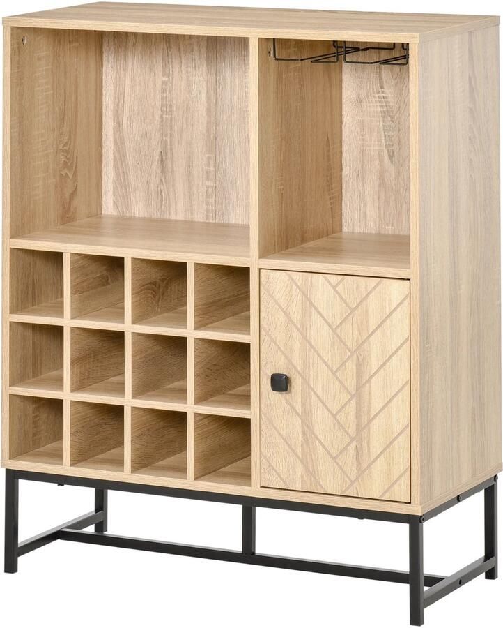 Homcom RoyaLuxe Keukenkast Met Wijnrek Keukenkastje Keuken Kast Keuken Kast Opbergkasten Opbergrek Rek Opbergkast Dressoirs Dressoir Woonkamer Kast Woonkamer Kast Kasten Kastje Organizer