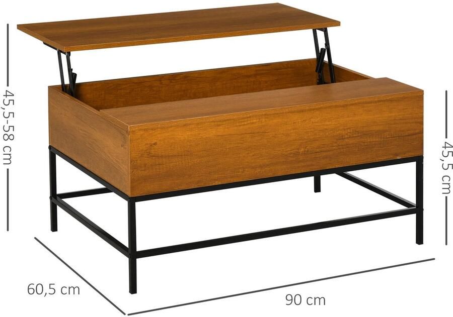 Homcom RoyaLuxe Salontafels Salontafel Met Verborgen Opbergruimte Bijzettafel Tafel Sidetable Eettafel Tafels Woonkamer Keukentafel Salontafel Met Opbergruimte Salon Tafel Tafeltje Woonkamer Tafel Woonkamer Tafeltje
