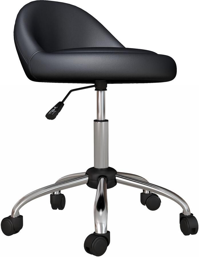 Homcom -Salonstuhl-Kunstleder-Ø35 x 63-83H cm-Schwarz