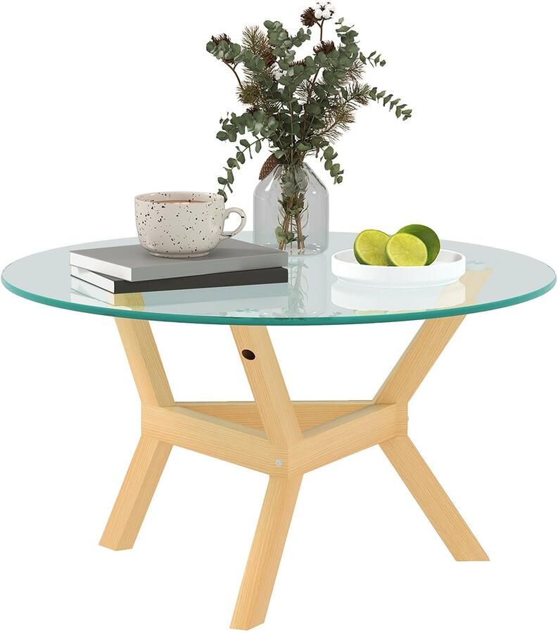 Homcom salontafel gehard glas staal transparant