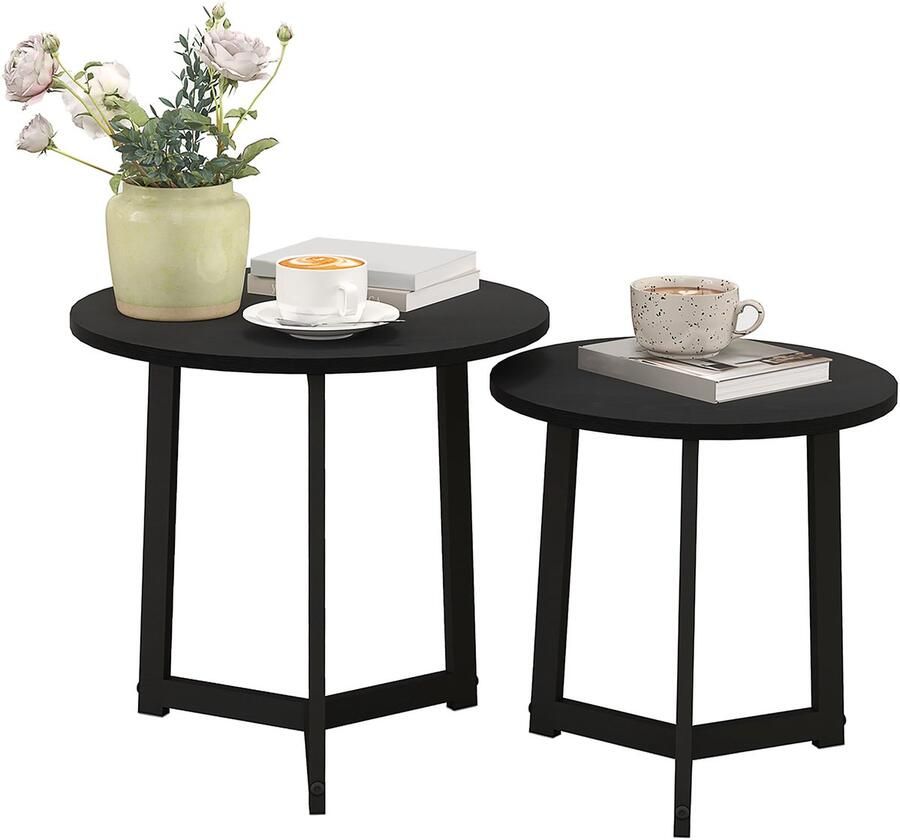 Homcom Salontafel Set van 2 Rond MDF Zwart