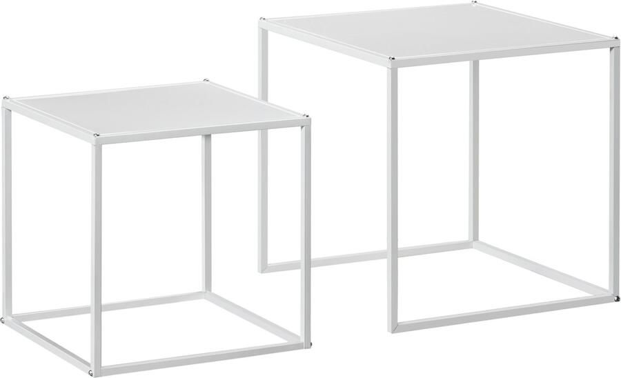 Homcom salontafel set van 2 tafel staal wit
