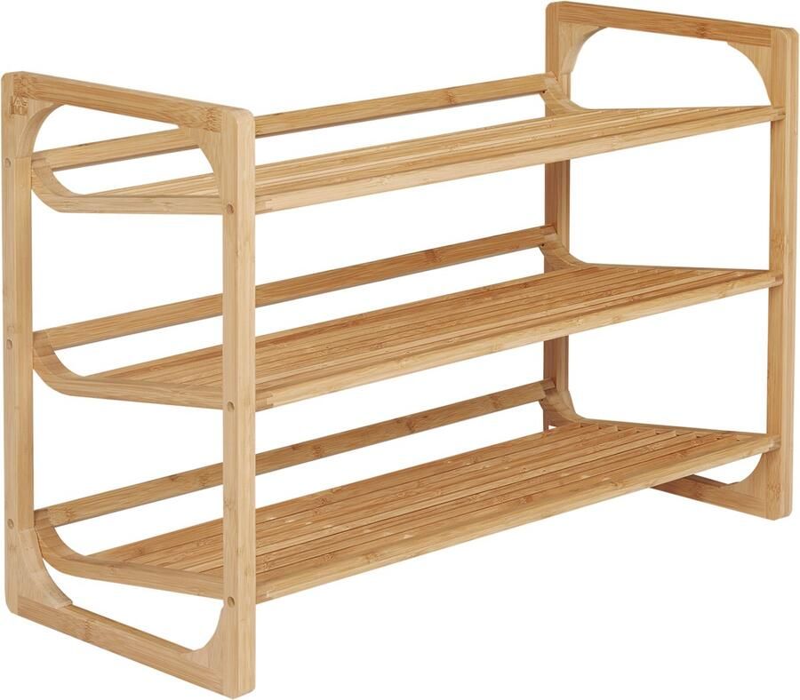 Homcom schoenenrek bamboe 76L x 33B x 51H cm natuurhout