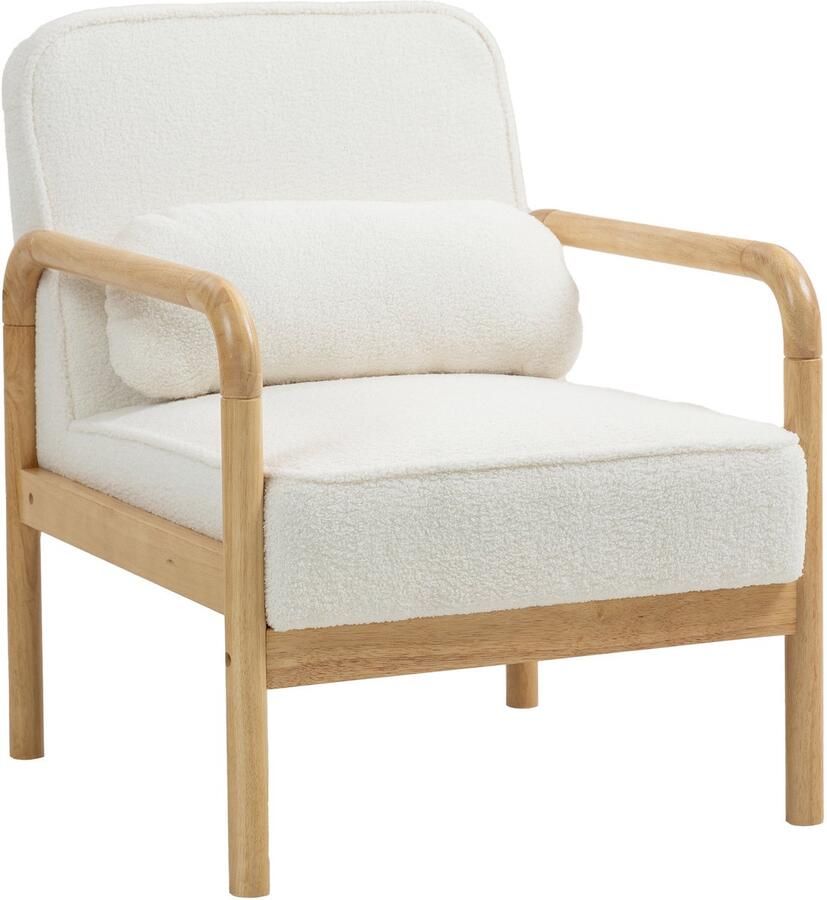 Homcom -Sessel-Polyester Kautschukholz-80L x 67B x 83H cm-Weiß