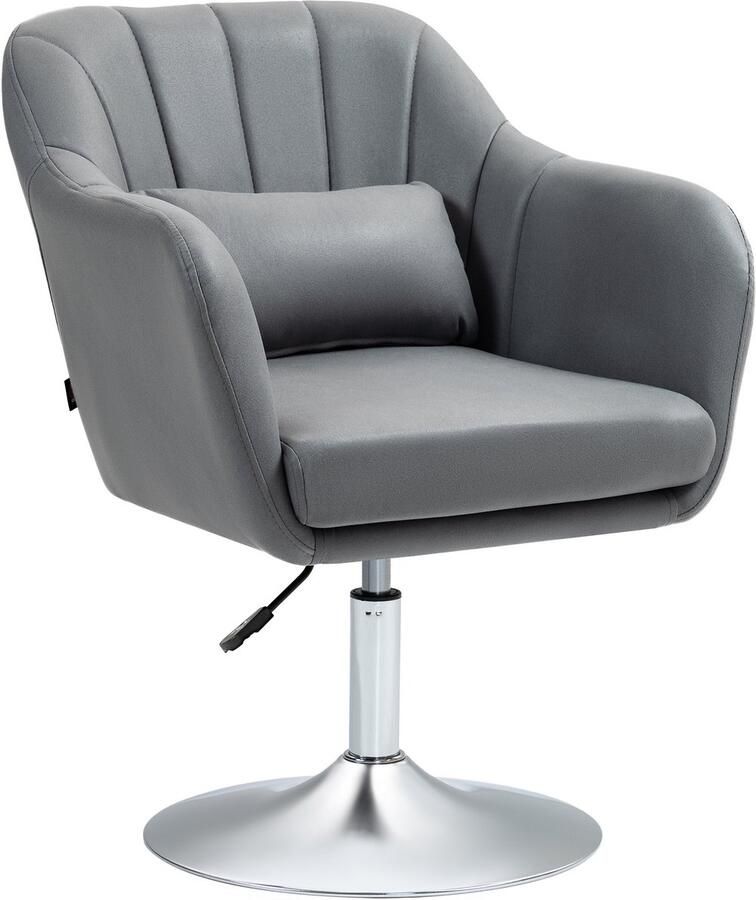 Homcom -Sessel-Polyester Schaumstoff-60L x 60B x 79-91H cm-Dunkelgrau