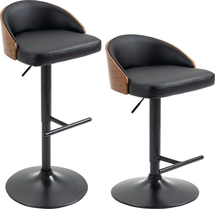 Homcom set van 2 barkrukken draaibaar in hoogte verstelbaar hout