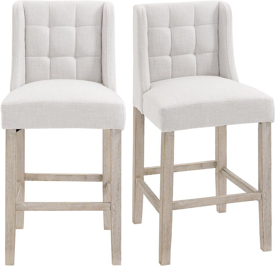 Homcom Set van 2 barkrukken moderne keukenstoelen barkrukken voor keuken linnen-touch hout 835-485