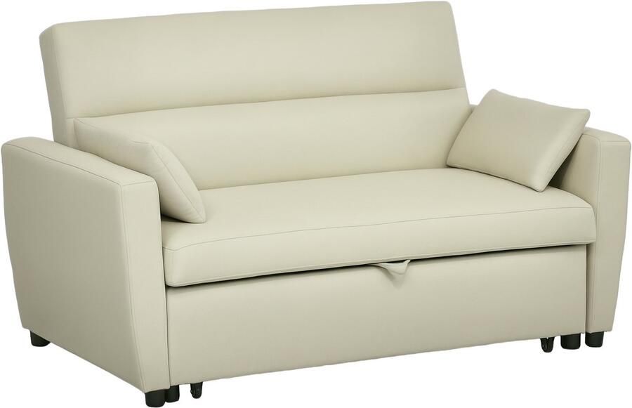 Homcom slaapbank 2-zits verstelbaar met kussen beige