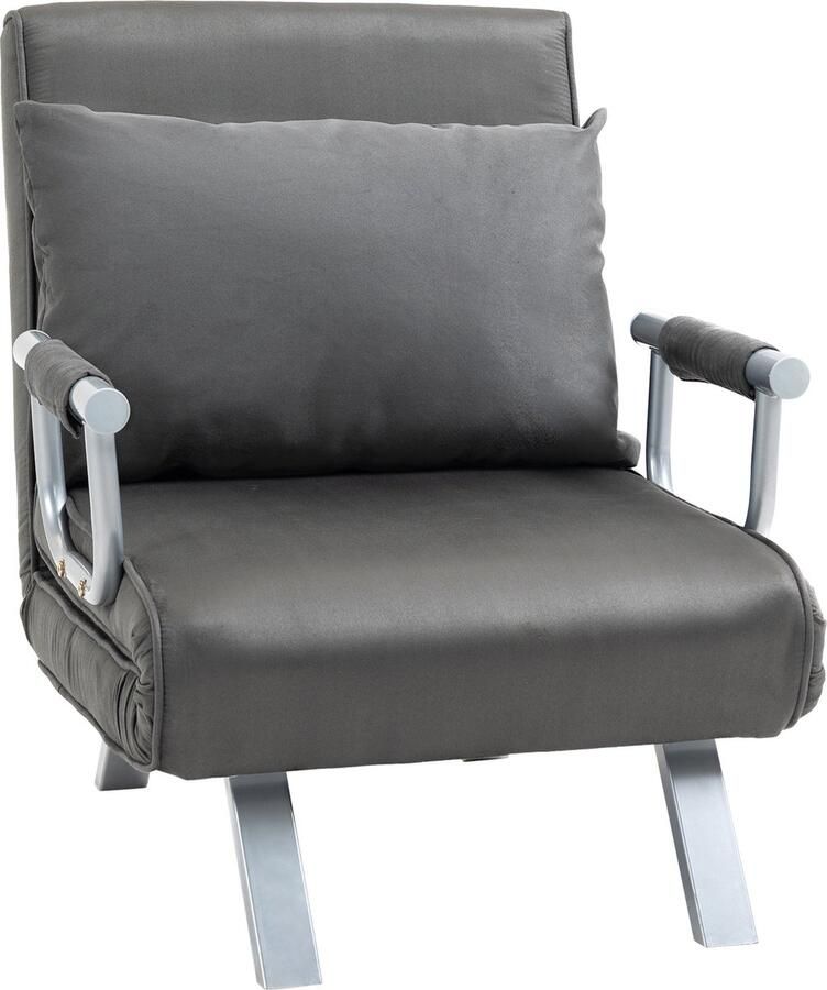 Homcom Slaapbank met armleuningen slaapfauteuil logeerbed opklapbed chaise longue 833-040
