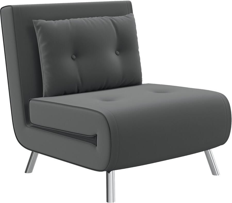 Homcom Slapen fauteuil enkel oxaal met bedfunctie vouwen fauteuil gastenbed met kussen bekleding bank met fluwelen look naar slaapkamers woonkamer 77 x 88 x 83 cm donkergrijs