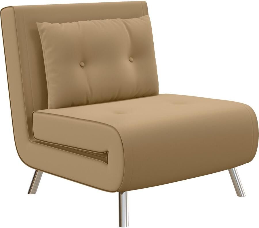Homcom Slapende fauteuil vouwen fauteuil met bedfunctie enkel oxaal met kussen fluwelen optiek Guestbed bekleding Bank voor slaapkamers woonkamer 77 x 88 x 83 cm bruin