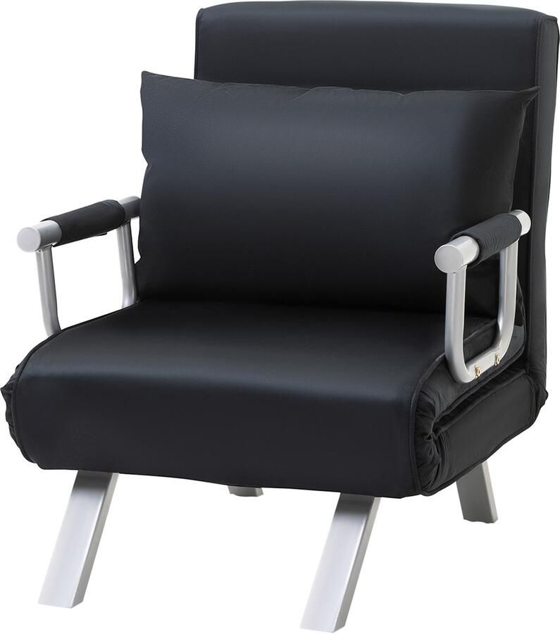 Homcom Sofa Bedbank met Verstelbaar Rugleuning Kussens Zwart