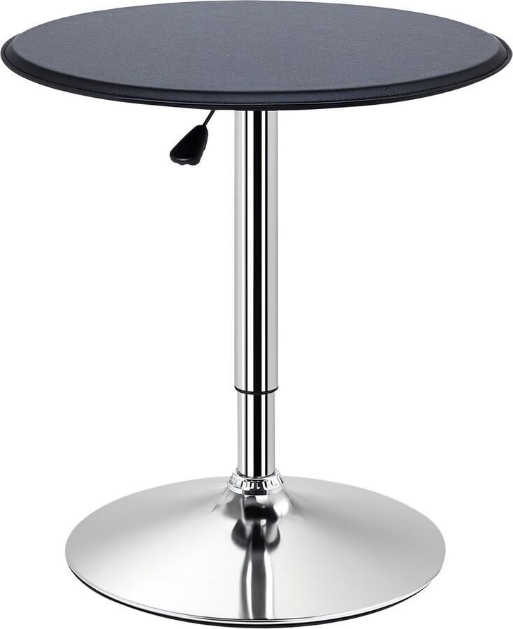 Homcom -Bartisch-Chromstahl Holzwerkstoff Kunstlederbezug-63L x 63B x 67-93H cm-Schwarz