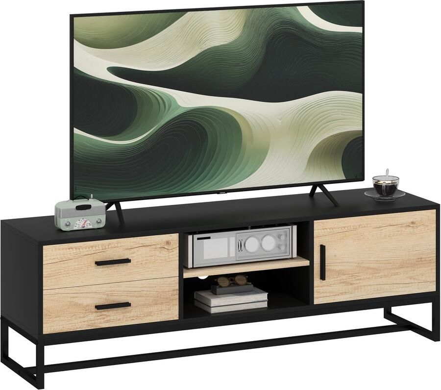 Homcom tv-meubel spaanplaat staal 140L x 35B x 45H cm zwart