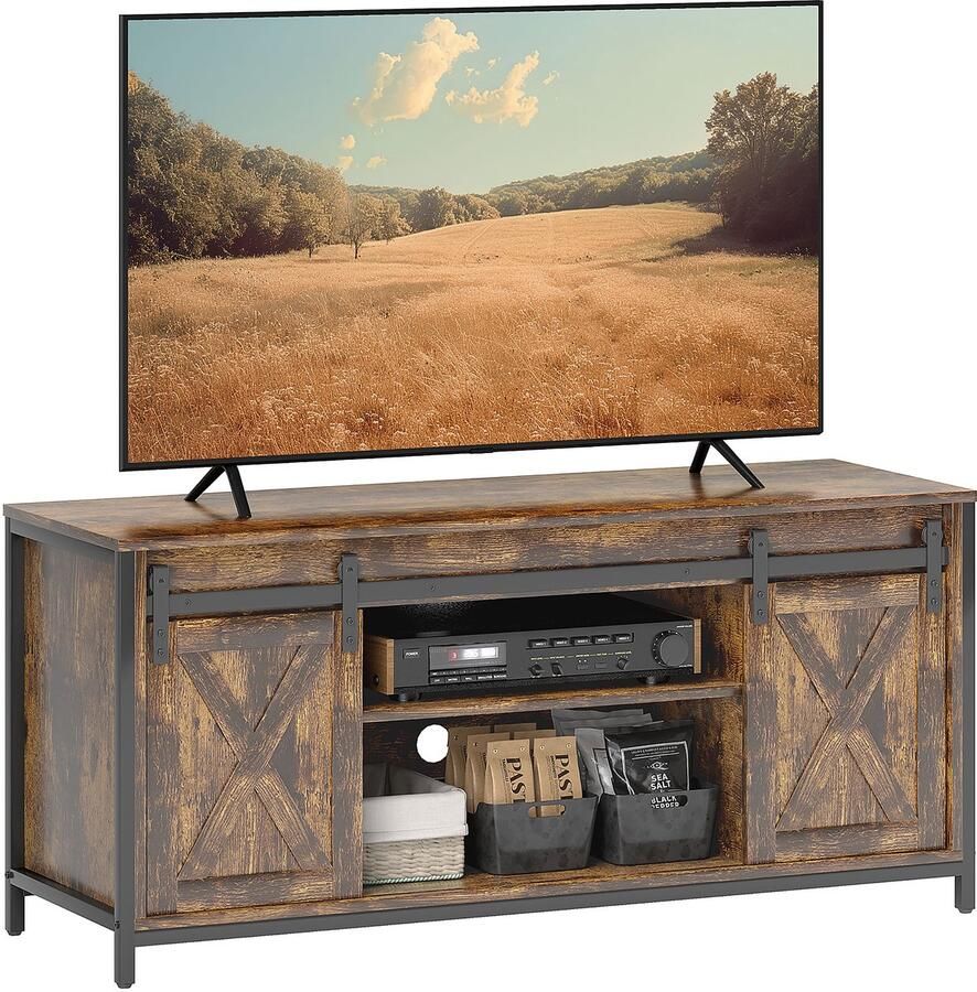 Homcom TV-Meubel Spaanplaat Staal Rustiek Bruin