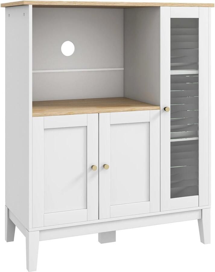 Homcom VidaLuxe Keukenkast Keukenkastje Dressoir Kasten Dressoir Wit Dressoir Dressoirs Keukenkast Voor Magnetron Keuken Kast Keuken Kast Opbergkasten Opbergrek