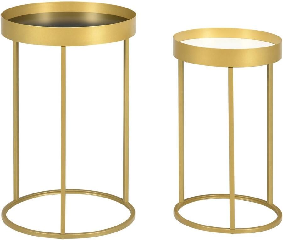 Homcom VidaLuxe Set Van 2 Ronde Bijzettafels Bijzettafel Bijzettafels Bijzettafeltjes Woonkamer Bijzettafel Bank Smalle Consoletafel Entree Tafel Tafeltje Side Table Sidetable