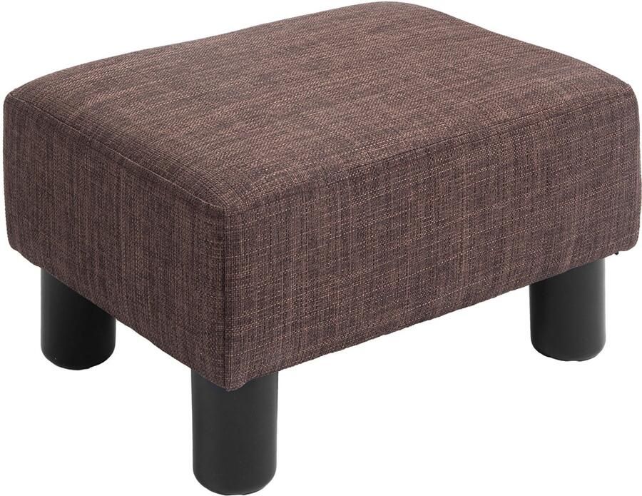 Homcom Voetenbank gestoffeerde poef voor woonkamer slaapkamer linnen touch donkerblauw 833-666