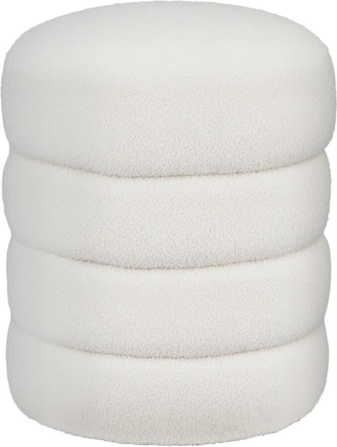 Homcom -Fußhocker-Polyester Schaumstoff-Ø40 x 45H cm-Cremeweiß