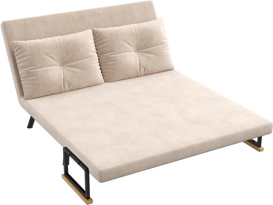 Homcom Vouwbare Slaapbank met Bedfunctie Fluweel Beige