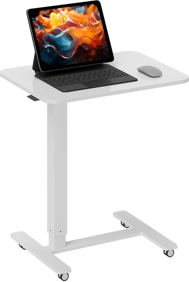 Homcom Zit-Sta Bureau Wit Verrijdbaar in Hoogte Verstelbaar