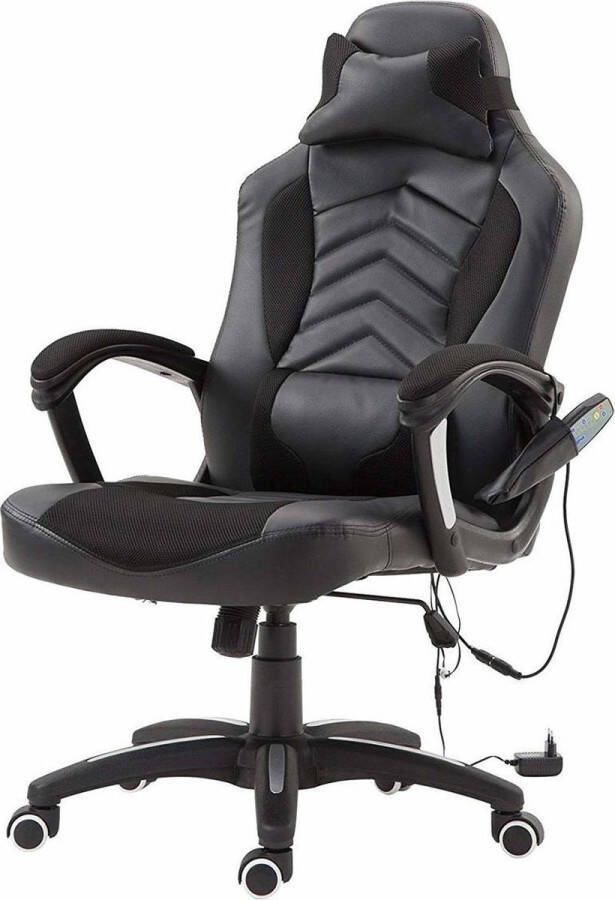 Homcom HOMdotCOM Bureaustoel ergonomisch gamingstoel met massagefunctie zwart